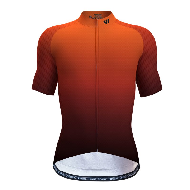 wulibike mens bike jersey short sleeve gradient orange M1002-front