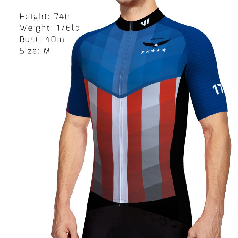 wulibike mens usa flag bike jersey M10018-model show