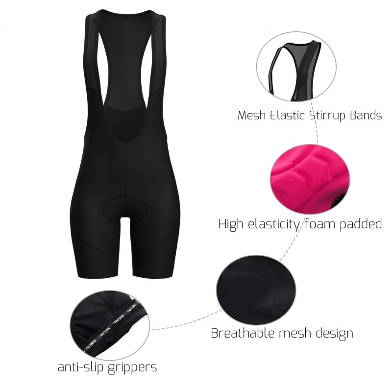 wulibike women's cycling bib shorts black W2002-details