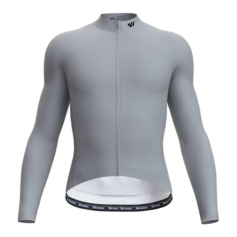 wulibike mens cycle long sleeve jersey neutral gray M10093 front