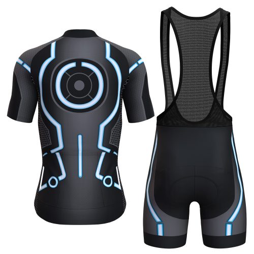 wulibike men's cycling kit short sleeve TRON blue M300103-back