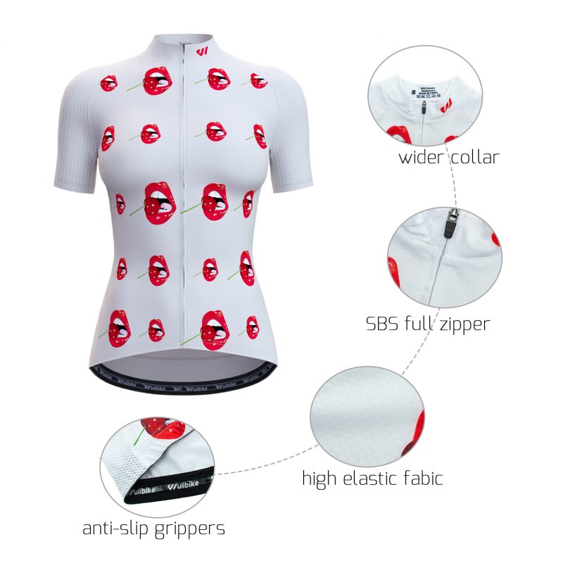 wulibike short sleeve jersey Cherry Mouth Couple Women W1012-details