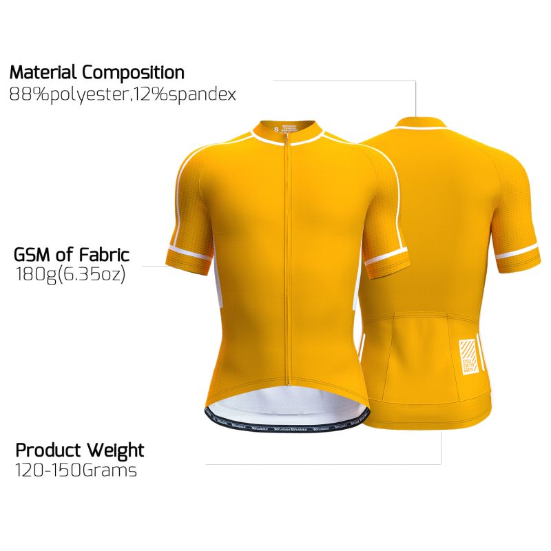 wulibike mens summer cycling jerseys yellow m10103-deta