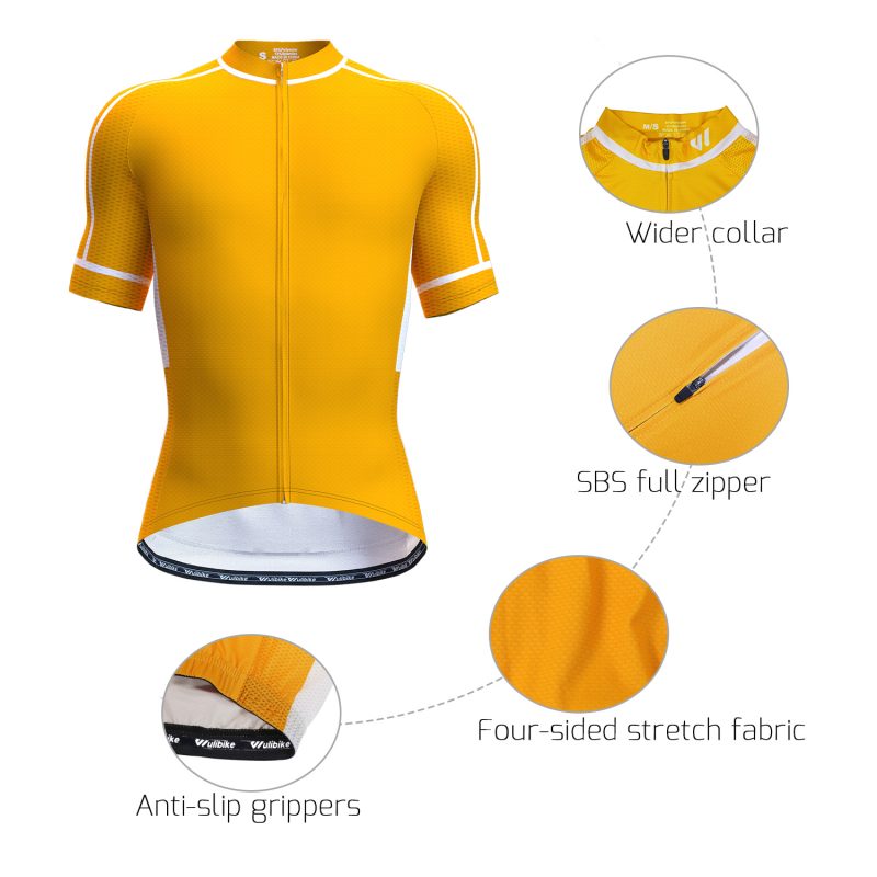 wulibike mens summer cycling jerseys yellow m10103-details