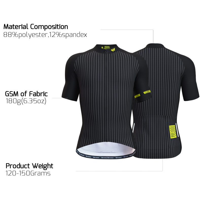 wulibike men's black summer cycling jersey short sleeve M10118-deta