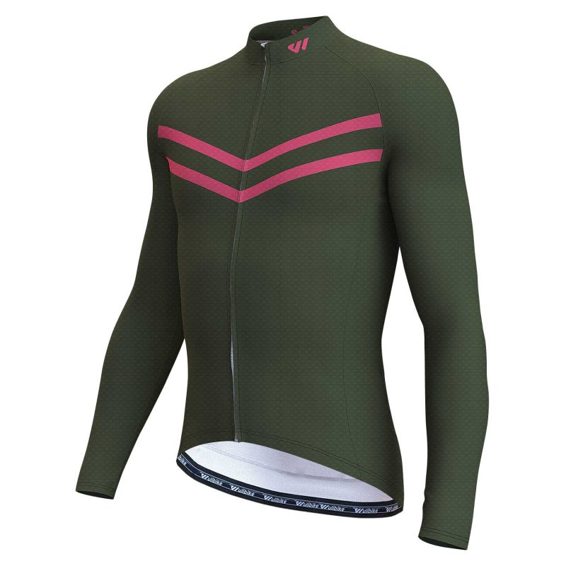 wulibike-men-cycling-jersey-long-sleeves-olive-green-M10136-side-front