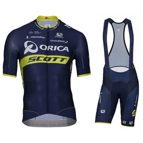 CJW011 Orica mens team cycling kit jersey and bib front