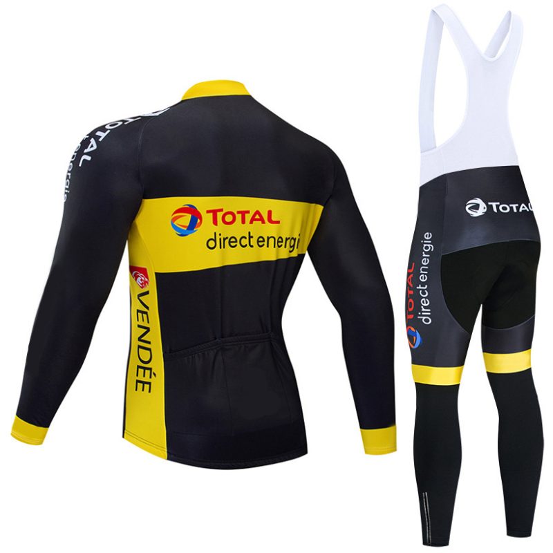 Vendee directenergie Cycling Kit Long Sleeve Black Yellow back