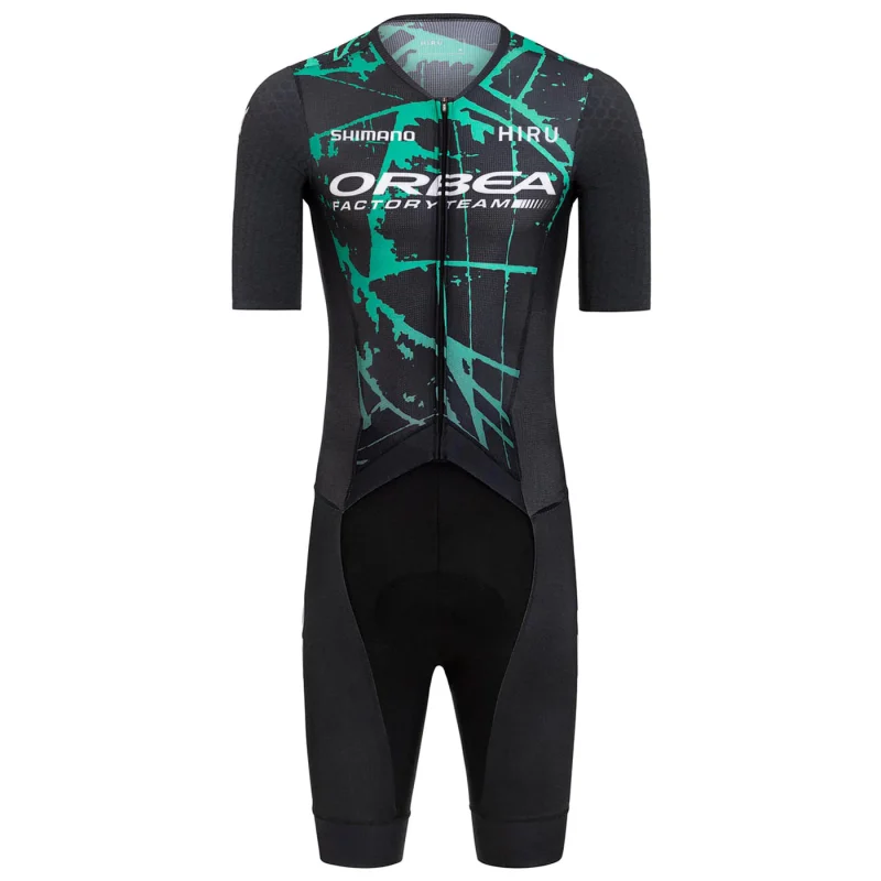 CJW020 Orbea mens cycling kit jersey and bib front