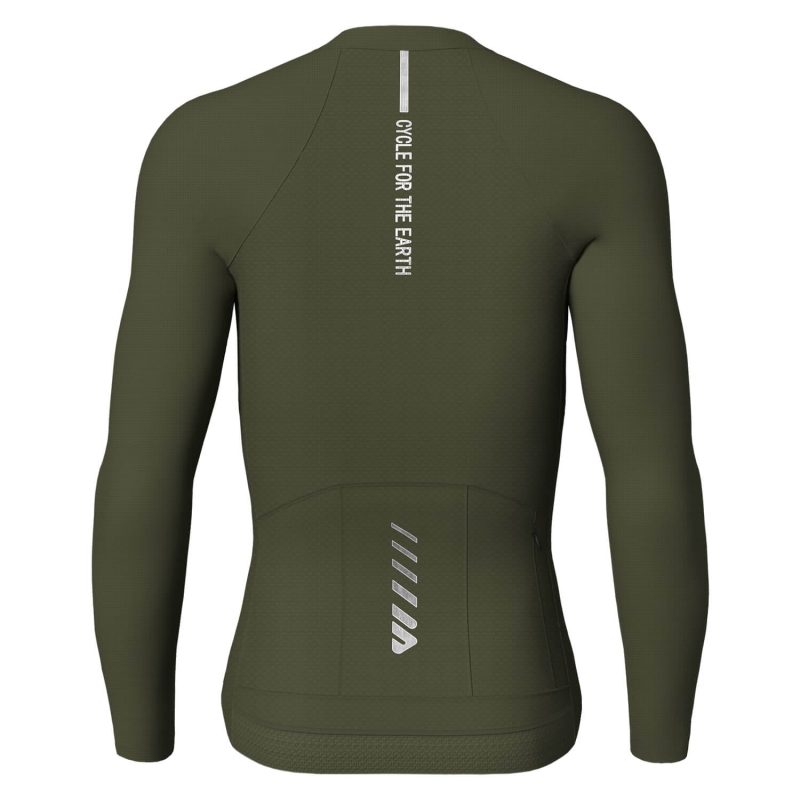 wulibike-olivegreen-long sleeve-cycling-jersey-men-back