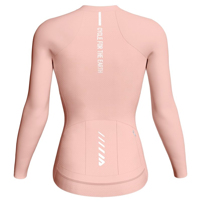 wulibike-pink-long sleeve-cycling-jersey-women-back